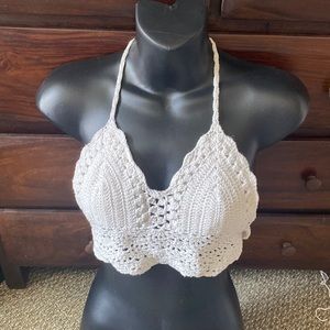 White Macramé Bralette